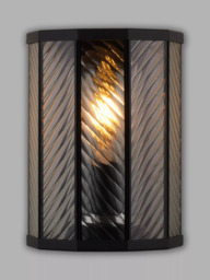 John Lewis Herringbone Glass Outdoor Wall Light, Clear/Black - thumbnail 1