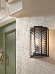 John Lewis Herringbone Glass Outdoor Wall Light, Clear/Black - thumbnail 2