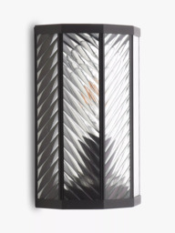 John Lewis Herringbone Glass Outdoor Wall Light, Clear/Black - thumbnail 4