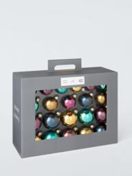 John Lewis Glass Christmas Tree Baubles, Box of 42, Purple/Green/Blue Mix - thumbnail 3