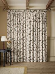John Lewis Elena Floral Embroidery Pair Lined Pencil Pleat Curtains, Straw - thumbnail 4