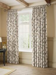 John Lewis Elena Floral Embroidery Pair Lined Pencil Pleat Curtains, Straw - thumbnail 3