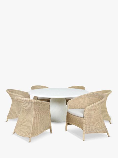 KETTLER Genoa Woven 6-Seater Round Garden Dining Table & Chairs Set, Natural - image 1