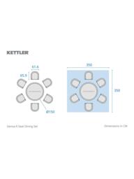 KETTLER Genoa Woven 6-Seater Round Garden Dining Table & Chairs Set, Natural - thumbnail 6