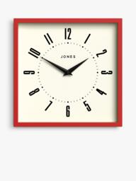 Jones Clocks Box Analogue Wall Clock, Engine Red - thumbnail 1