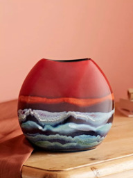 Poole Pottery Horizon Earthenware Purse Vase, H20cm, Red/Multi - thumbnail 2