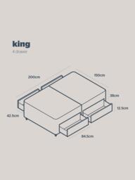 Silentnight Non-Sprung Upholstered 4 Drawer Divan Base, King Size - thumbnail 5