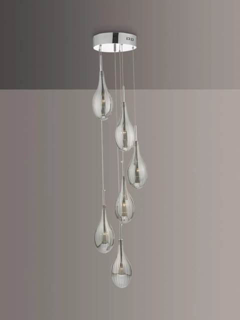 Där Seta 6 Glass Pendant Cluster Ceiling Light, Polished Chrome - image 1