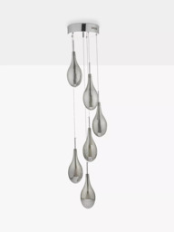 Där Seta 6 Glass Pendant Cluster Ceiling Light, Polished Chrome - thumbnail 2