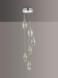 Där Seta 6 Glass Pendant Cluster Ceiling Light, Polished Chrome - thumbnail 1