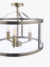 Laura Ashley Harrington 3 Bulb Semi Flush Ceiling Light, Antique Brass - thumbnail 3