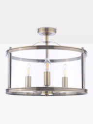 Laura Ashley Harrington 3 Bulb Semi Flush Ceiling Light, Antique Brass - thumbnail 2