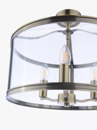 Laura Ashley Harrington 3 Bulb Semi Flush Ceiling Light, Antique Brass - thumbnail 4