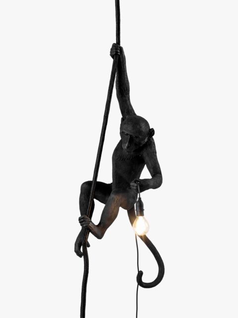 Seletti Hanging Monkey Indoor/Outdoor Old Pendant Light, Black - image 1