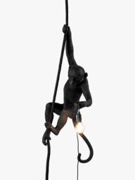 Seletti Hanging Monkey Indoor/Outdoor Old Pendant Light, Black - thumbnail 1