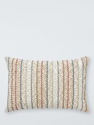 John Lewis Embroidered Chevron Cushion, Natural/Multi - thumbnail 1