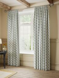John Lewis Aria Pair Blackout Lined Pencil Pleat Curtains, Lake Blue - thumbnail 4