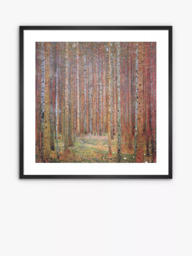 John Lewis Gustav Klimt 'Tannenwald I' Wood Framed Print & Mount, Orange