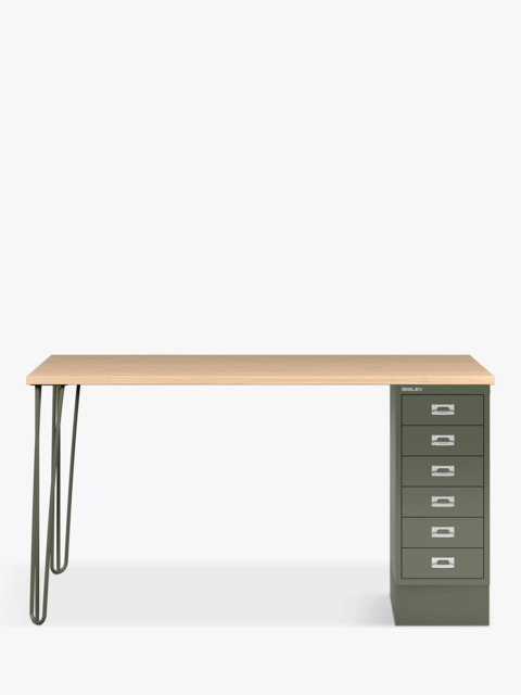 Bisley MultiDesk Oak Veneer Home Office Desk with 6 Drawers, 140cm - image 1