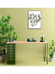 Bisley MultiDesk Oak Veneer Home Office Desk with 6 Drawers, 140cm - thumbnail 2