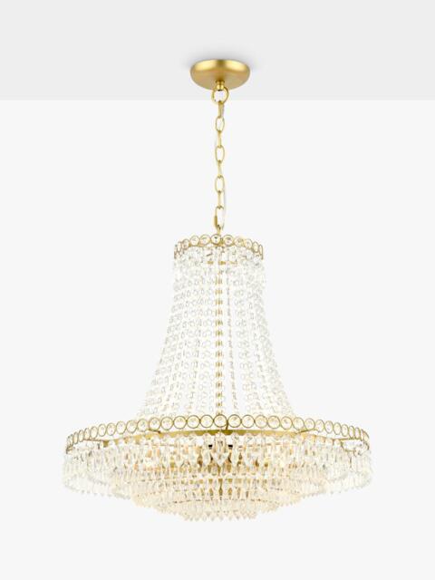 Laura Ashley Enid Grande Crystal Chandelier Ceiling Light, Antique Brass - image 1