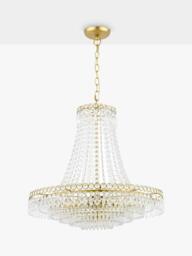 Laura Ashley Enid Grande Crystal Chandelier Ceiling Light, Antique Brass - thumbnail 3