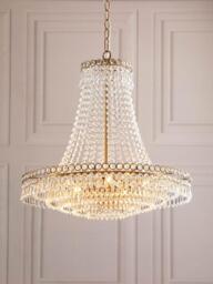 Laura Ashley Enid Grande Crystal Chandelier Ceiling Light, Antique Brass - thumbnail 2