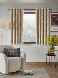 John Lewis Lidia Pair Blackout Lined Eyelet Curtains, Gold - thumbnail 6