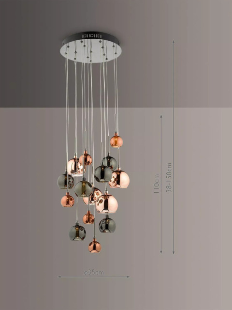 Där Aurellia 15 Pendant Cluster Ceiling Light, Copper/Bronze - image 1