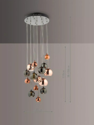 Där Aurellia 15 Pendant Cluster Ceiling Light, Copper/Bronze - thumbnail 1
