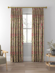 Morris & Co. Pink and Rose Made to Measure Curtains or Roman Blind, Manilla/Wine - thumbnail 5