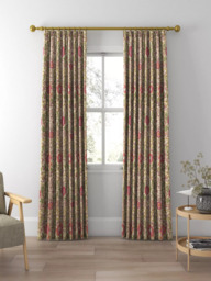 Morris & Co. Pink and Rose Made to Measure Curtains or Roman Blind, Manilla/Wine - thumbnail 3