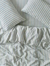 Piglet in Bed Pembroke Stripe Linen Blend Bedding, Costal Blue
