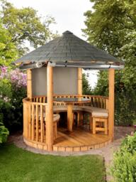 Breeze House Mara Classic Slate Effect Tile Roof Circular Gazebo, FSC-Certified (Scandinavian Redwood) - thumbnail 2