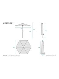 KETTLER Aluminium Wind-Up Round Parasol, 2.5m - thumbnail 5