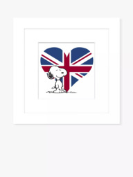 John Lewis Peanuts 'Snoopy Union Jack' Framed Print & Mount, 23 x 23cm, Multi - thumbnail 1