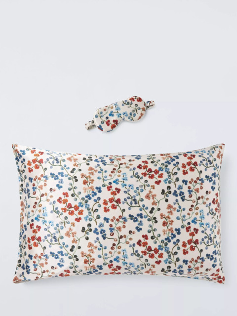 John Lewis Clover Mulberry Silk Pillowcase and Mask Set, Multi - image 1