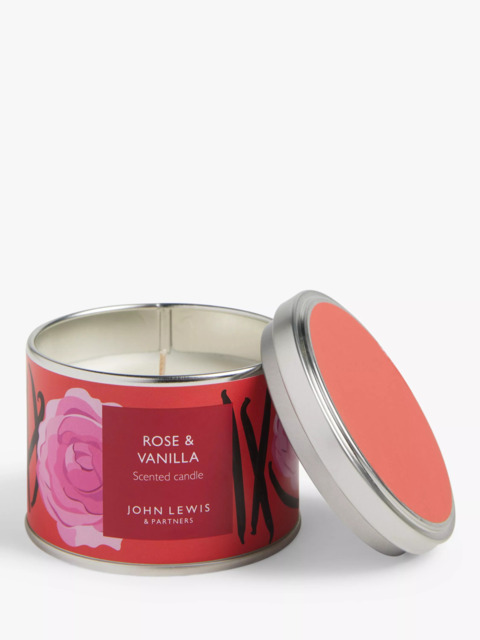 John Lewis Rose & Vanilla Tin Scented Candle, 225g - image 1