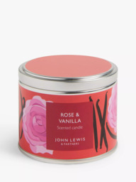 John Lewis Rose & Vanilla Tin Scented Candle, 225g - thumbnail 2