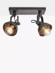 Industville Swivel Double Spotlight Flush Ceiling/Wall Light, Pewter - thumbnail 1