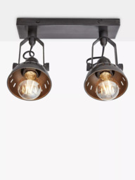 Industville Swivel Double Spotlight Flush Ceiling/Wall Light, Pewter - thumbnail 2