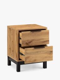 Julian Bowen Bali 2 Drawer Bedside Table, Oak - thumbnail 2