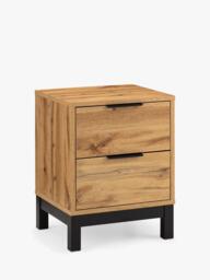 Julian Bowen Bali 2 Drawer Bedside Table, Oak - thumbnail 1