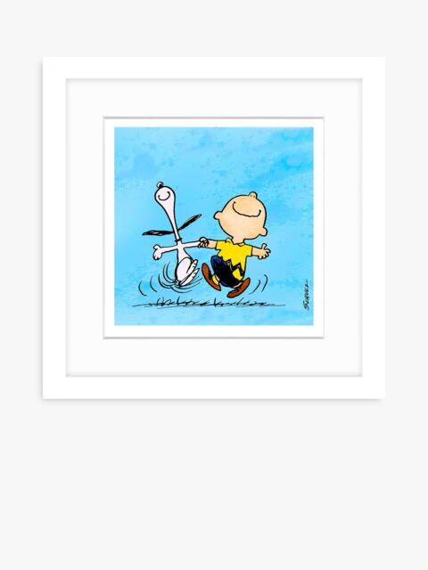 John Lewis Peanuts 'Snoopy & Charlie Brown' Framed Print, 22 x 22cm, Blue - image 1