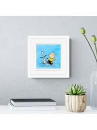 John Lewis Peanuts 'Snoopy & Charlie Brown' Framed Print, 22 x 22cm, Blue - thumbnail 2