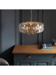 Bay Lighting Clarie 5 Bulb Cut Glass Pendant Ceiling Light, Metallic Brass - thumbnail 4