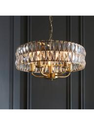 Bay Lighting Clarie 5 Bulb Cut Glass Pendant Ceiling Light, Metallic Brass - thumbnail 2
