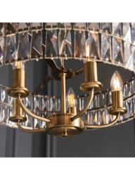 Bay Lighting Clarie 5 Bulb Cut Glass Pendant Ceiling Light, Metallic Brass - thumbnail 6