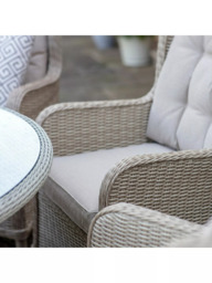 Bramblecrest Chedworth 6-Seater Garden Round Dining Table & Chairs Set with Lazy Susan & Parasol, Sandstone - thumbnail 4
