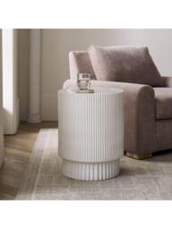 west elm Indoor/Outdoor Fluted Earthenware Side Table, White - thumbnail 2